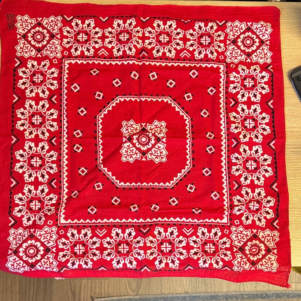 Vintage Fast Color 100% Cotton Red Bandana